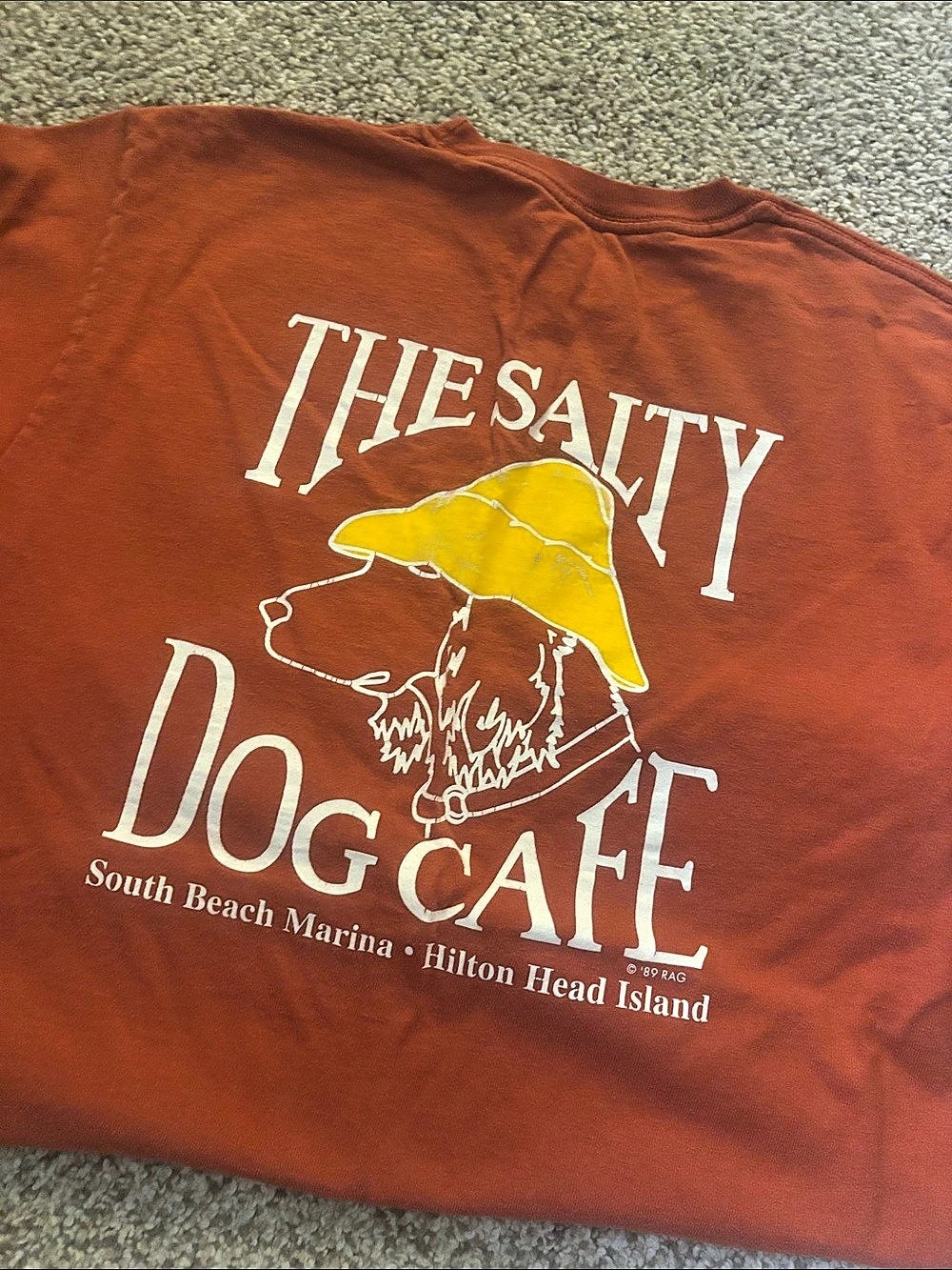 Hanes The Salty Dog Cafe Graphic T-Shirt Graphic Tee S/M Red & Yellow